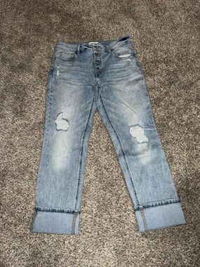 Maurices Light Blue Distressed Cropped Boyfriend Jeans